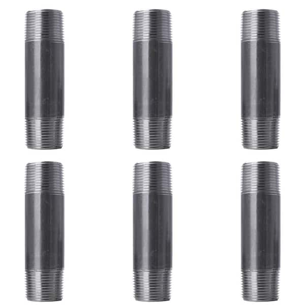 1 in. x 4-1/2 in. Black Industrial Steel Grey Plumbing Nipple (6-Pack)