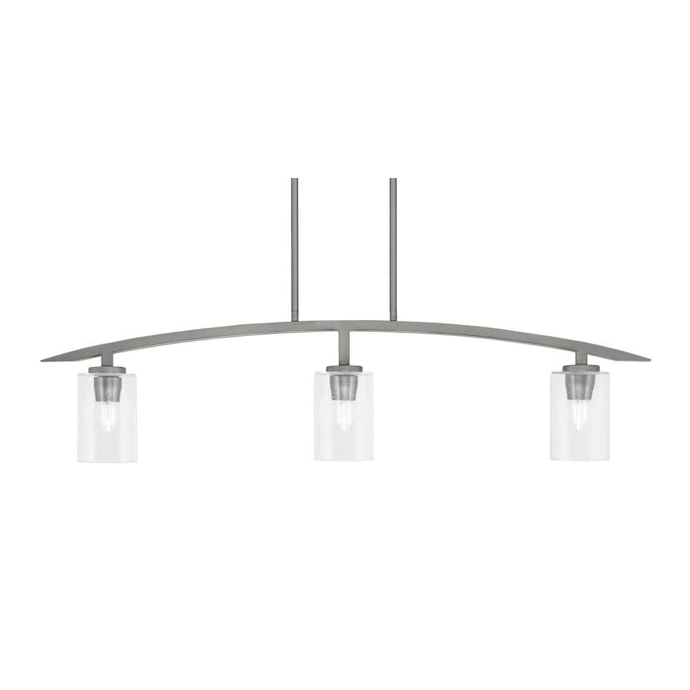 Siena 41 in. 3-Light Graphite Chandelier with 4 in. Clear Bubble Glass Shad