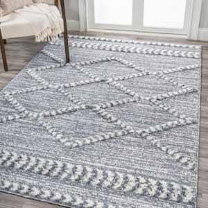 Sofie Gray/Cream 3 ft. x 5 ft. Moroccan Trellis High-Low Area Rug