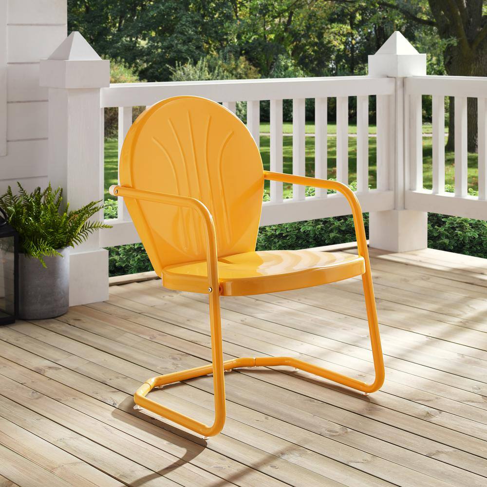 Griffith Tangerine Gloss Steel Outdoor Armchair with Decorative Grooves