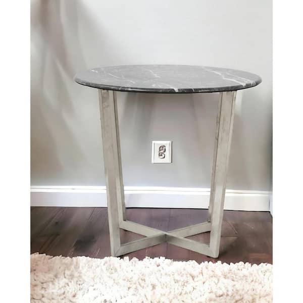 HomeRoots 23.63 in. Black Round MDF End Table