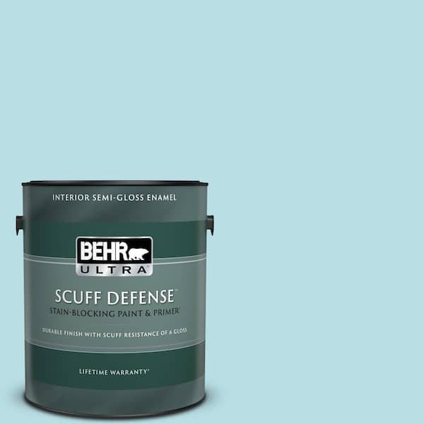 BEHR ULTRA 1 gal. #M470-2 Basin Blue Extra Durable Semi-Gloss Enamel Interior Paint & Primer
