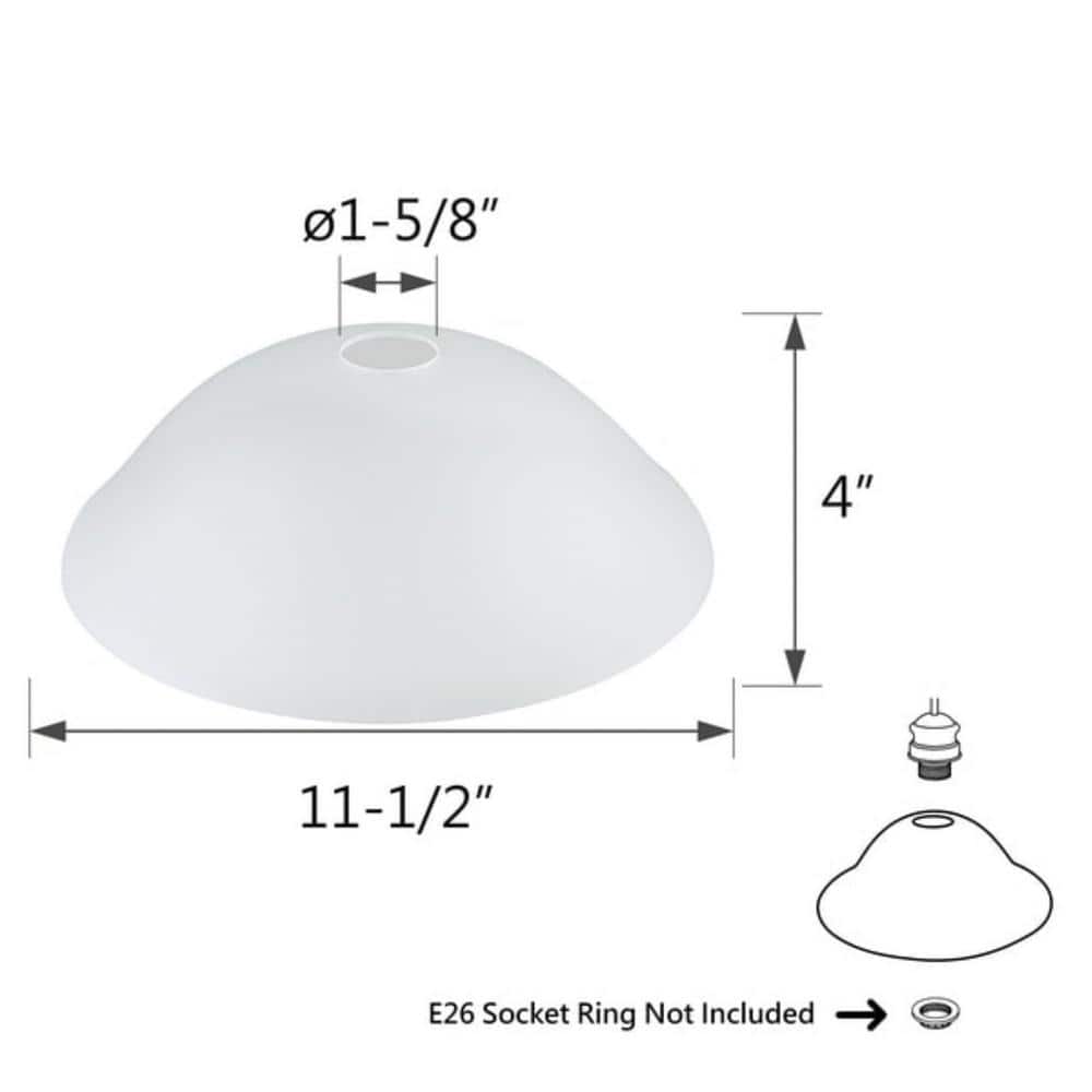Frosted White Glass Bowl Shade for Lamps and Fixtures
