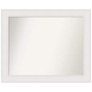 Textured White 33.25 in. x 27.25 in. Non-Beveled Coastal Rectangle Framed Wall Mirror in White