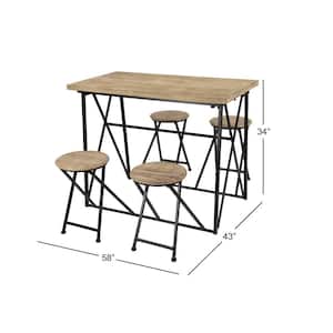 44 in. Light Brown Rectangle Metal Industrial Dining Table