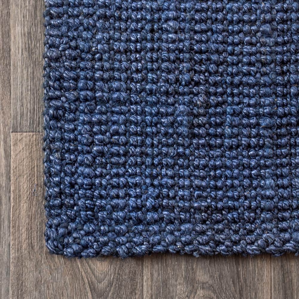 Handwoven Coastal Blue Jute 4' x 6' Indoor Area Rug