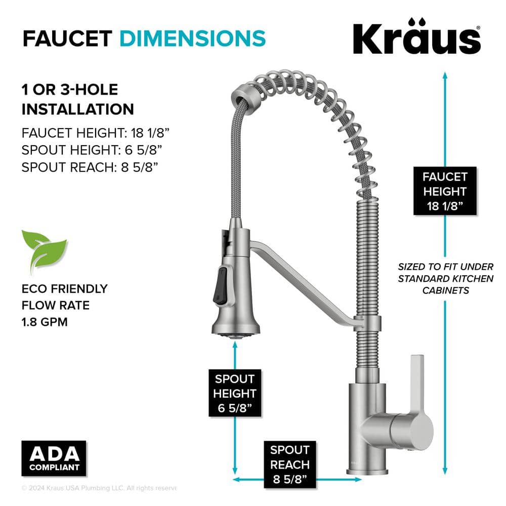 Britt Spot-Free Stainless Steel Commercial Style Pull-Down Kitchen Faucet