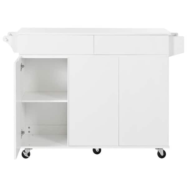Unbranded White Wood 53.2 in. Kitchen Island with Spice Rack, Towel Rack and 2 Drawers