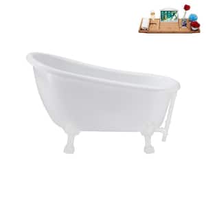 53 in. Acrylic Clawfoot Non-Whirlpool Bathtub in Glossy White with Glossy White Drain And Glossy White Clawfeet