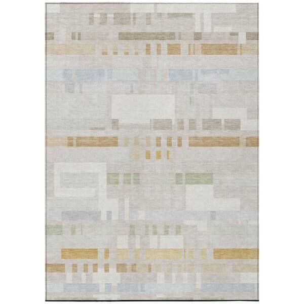 Chantille Machine Washable Indoor/Outdoor Abstract ACN3051 Linen 3 ft. x 5 ft. Area Rug