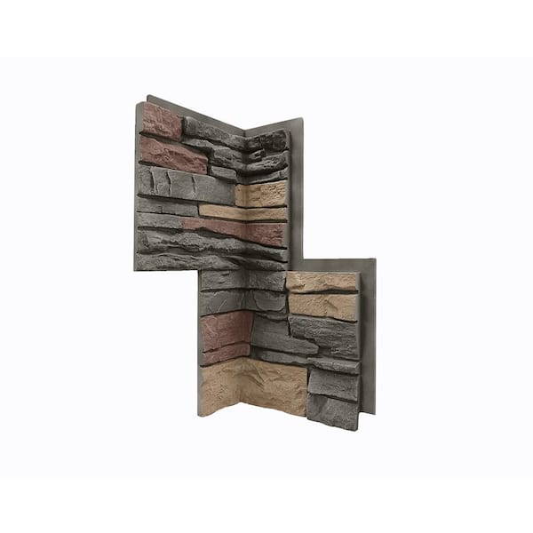 GenStone Stacked Stone Stratford 24 in. x 12 in. Faux Stone Siding Inside Corner Panel