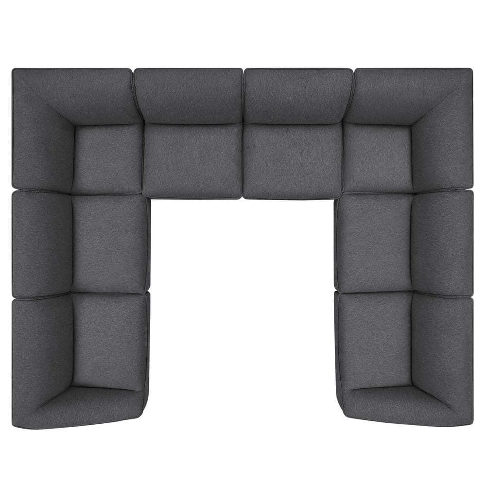 Charcoal Velvet 8-Piece Sectional Sofa with Wood Frame