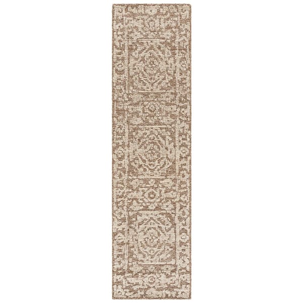 Ebony 2 ft. x 9 ft. Gold/Ivory Medallion Runner Rug