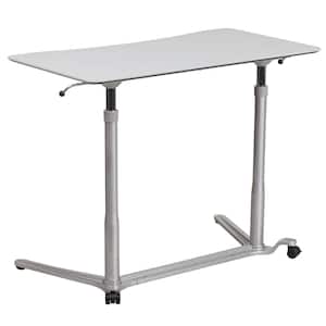 37.4 in. Rectangular Light Gray Computer Desks with Adjustable Height
