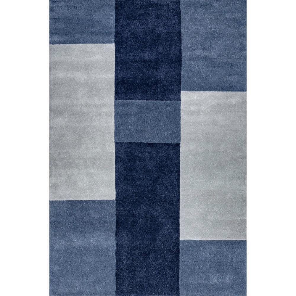 RUGS USA Emily Henderson Colorado Wool Blue 5 ft. x 8 ft. Indoor/Outdoor Patio Rug