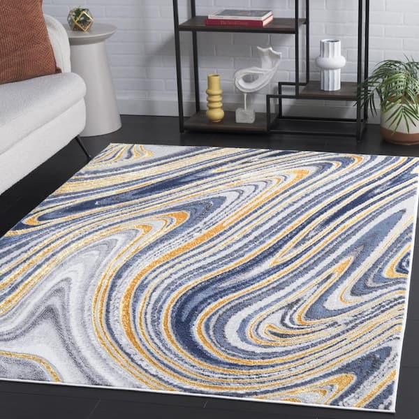Amelia 700 5 ft. x 8 ft.Blue/Gold Abstract Area Rug