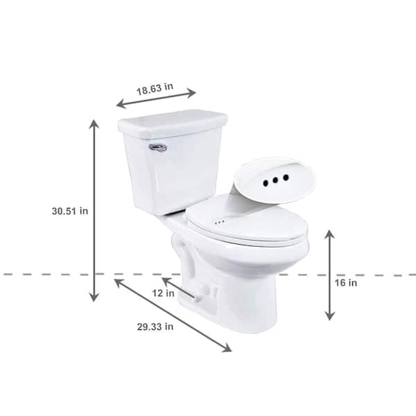 2-pc. 1.28 GPF Single Flush Elongated Toilet with Patented Overflow Protection Technology in White with Seat 2-pc. 1.28 GPF Single Flush Elongated Toilet with Patented Overflow Protection Technology in White with Seat