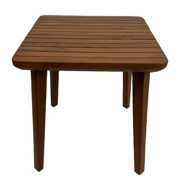 Unbranded Brown Square Teak 17.7 in. Outdoor Side Table, Durable and Moisture-Resistant Compact for Patios, Decks, Poolside