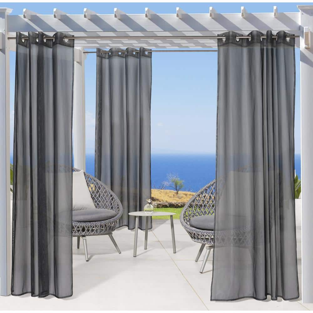 No Seem 50 in. W x 96 in. L Sheer Grommet Indoor/Outdoor Curtain Panel in 