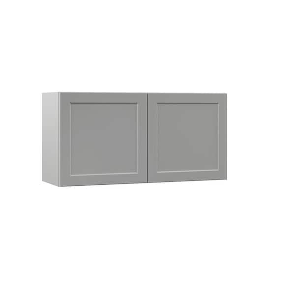Hampton Bay Designer Series Melvern Assembled 36x18x12 in. Wall Bridge Kitchen Cabinet in Heron Gray