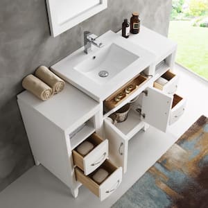 Cambridge 47 in. Vanity in White with Porcelain Vanity Top in White with White Ceramic Basin and Mirror