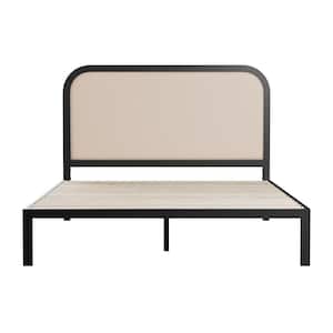 Molly 60 in. W Ivory Queen Metal Frame with Rounded Upholstered Platform Bed
