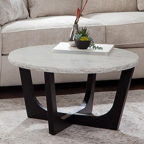 Steve Silver Chrissy 32 in. White Round Marble Coffee Table