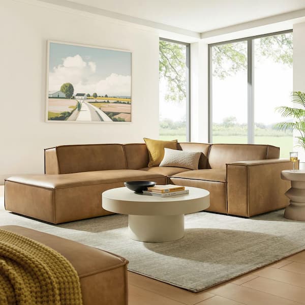 Modway Restore 96.6 in Faux Leather 3-Piece Modular L-Shaped