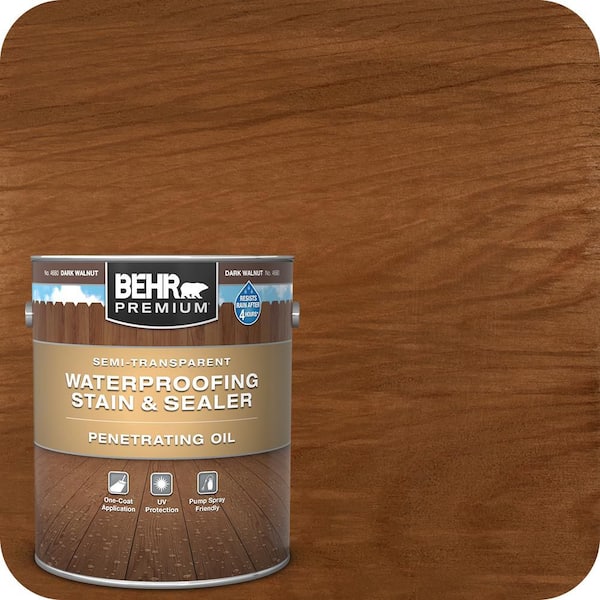 BEHR PREMIUM 1 gal. #RS-06 Dark Walnut Semi-Transparent Penetrating Oil-Based Exterior Waterproofing Wood Stain