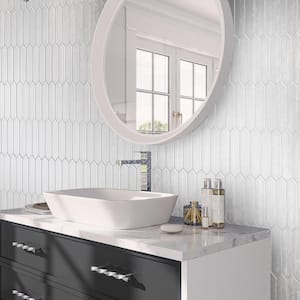 Festa White 1.7 in. x 9.6 in. Glossy Ceramic Picket Wall and Floor Tile (66 Cases/156.42 sq. ft./Pallet)