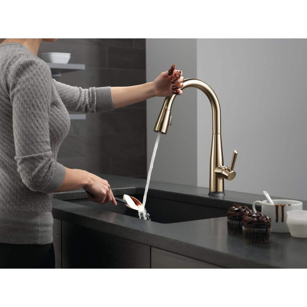 Champagne Bronze Single Handle Pull-Down Kitchen Faucet with Touch2O Technology