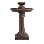 28" Solar Water Fountain, 1-Tier, Outdoor Birdbath, Brown Resin With Solar Panel, Solar Pump for Home Garden Yard Decor