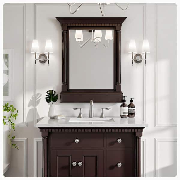 Eviva Preston 36 in. W x 29 in. H Small Rectangular Solid Wood Framed Wall Bathroom Vanity Mirror in Dark Chocolate