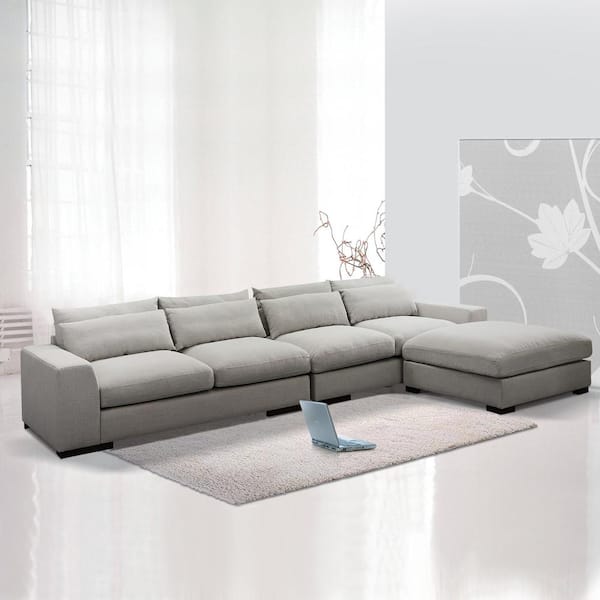 Magic Home 3 Piece 155 In W Light Gray Linen Reversible Sectional Sofa And Chaise With Ottoman Mh W223s00105 The Depot Magic Home 3 Piece 155 In W Light Gray, Down Filled Sectional Sofa Canada