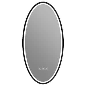 18 in. W x 35 in. H Large Oval Frameless Anti-Fog LED Light Dimmable Wall Bathroom Vanity Mirror in Silver