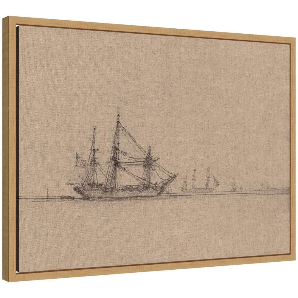 Sylvie Sketch of Ships Clarkson Stanfields by Nostalgia Prints Beach Framed Canvas Art Print 18 in. x 24 in. price history on PriceWatchPro