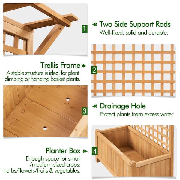 SmileMart Wooden Raised Planter Box for Vegetables, Plants and Herbs 
