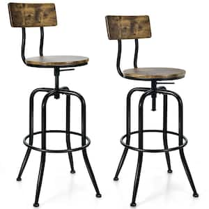 Set of 2 42 in. Industrial Bar Stool Adjustable Swivel Counter-Height Dining Side Chair