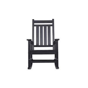 ANGELES HOME Black Wood High Back Outdoor Rocking Chair SA101-9HZ10DK ...