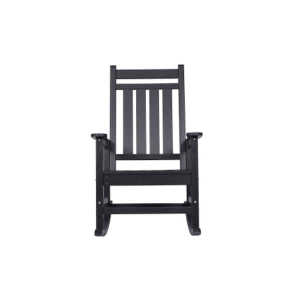 Series Frame Black Solid Wood Outdoor Rocking Chair