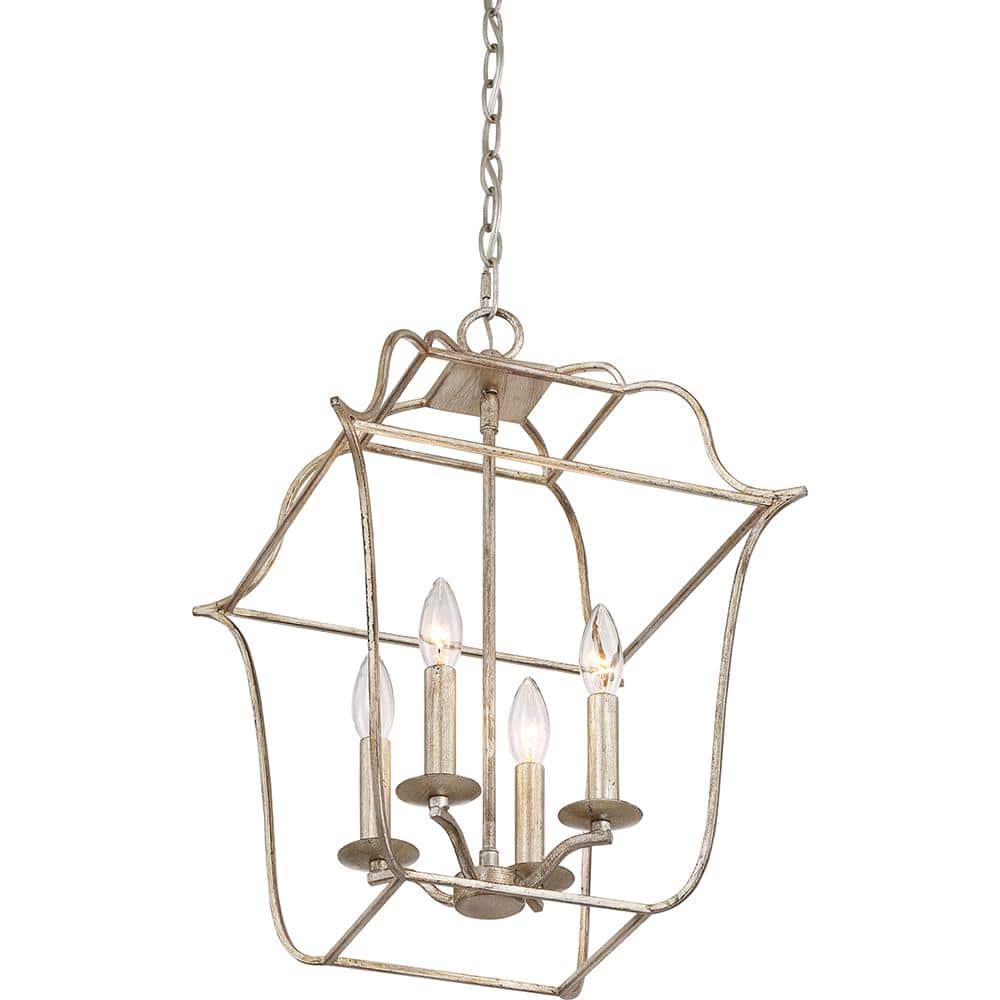Century Silver Leaf 4-Light Lantern Chandelier
