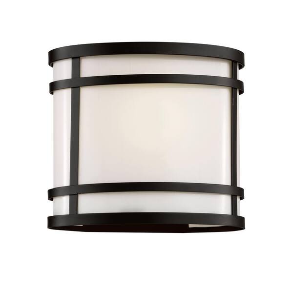 Bel Air Lighting 1-Light Black Outdoor Wall Lantern Sconce with Frosted Glass