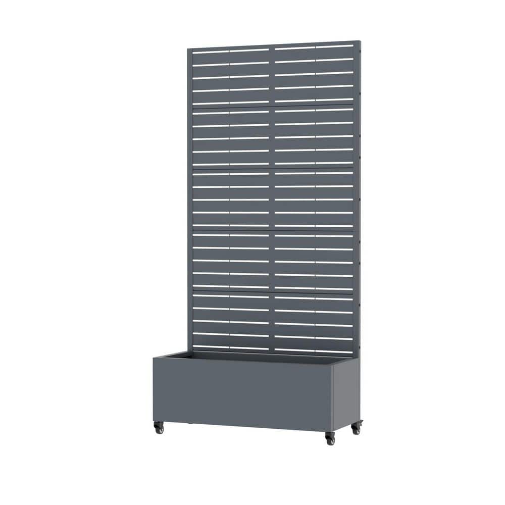 72 in. H x 35 in. W Metal Dark Grey Rectangle Pots and Planter Raised Box with Trellis for Vine Climbing Plants price history on PriceWatchPro