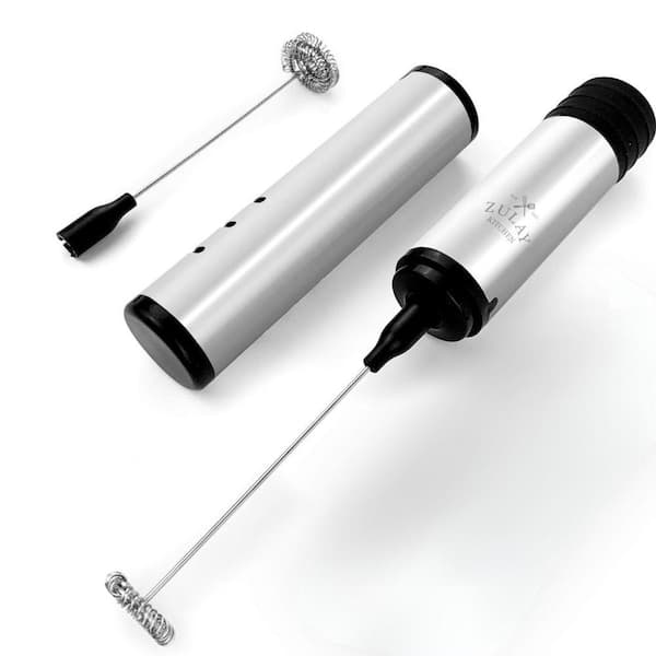 Zulay Kitchen High Powered Travel Milk Frother with Protective Cover - Silver