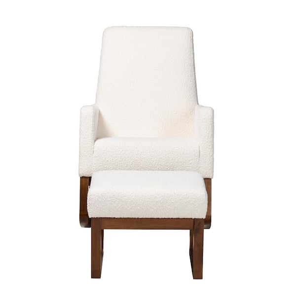 Baxton Studio Yashiya Off White and Walnut Brown Rocking Chair and