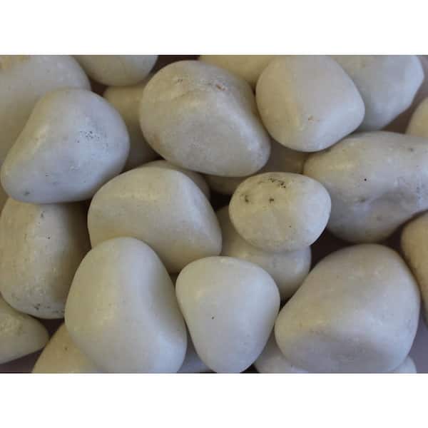 Polished Snow White Pebbles 1 in. to 2 in. Landscape Decorative Stone, 50 lb. Bags, Full Pallet (44 Bags / 2,200 lbs)