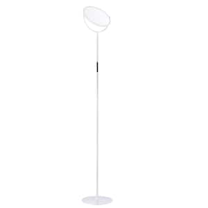 76 in. White 1-Light Dimmable Super Bright Tall Torchiere Standing Floor Lamp for Living Room w/ Remote and Touch Button