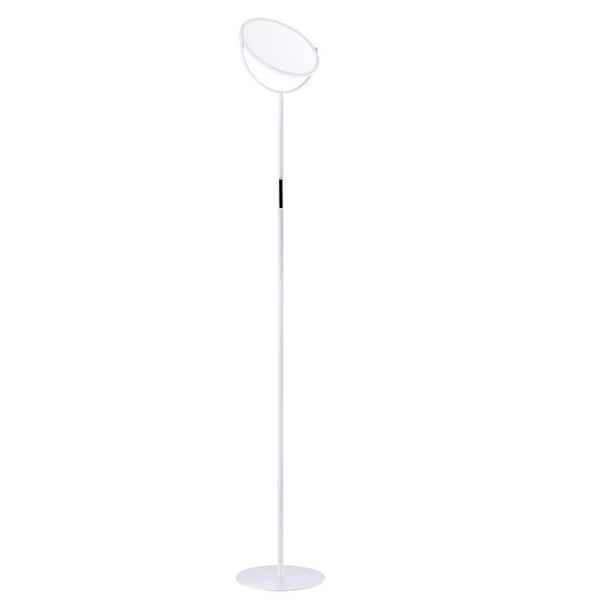 EDISHINE 76 in. White 1-Light Dimmable Super Bright Tall Torchiere Standing Floor Lamp for Living Room w/ Remote and Touch Button