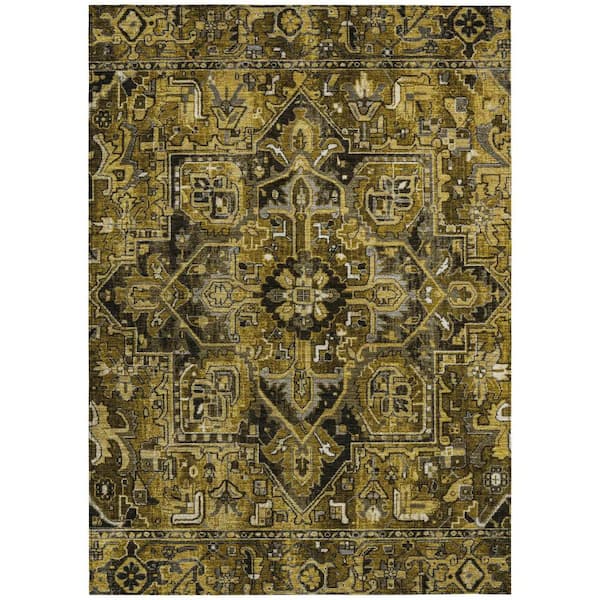Coffee and Gray 10 ft. x 14 ft. Woven Oriental Rectangle Indoor/Outdoor Area Rug