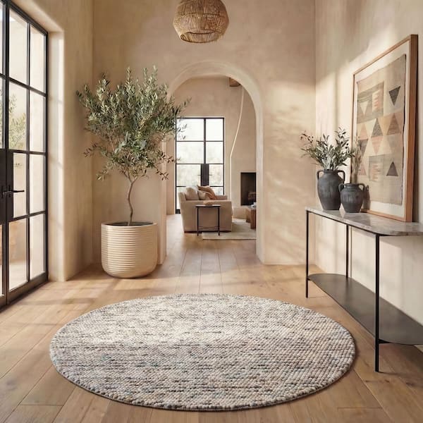 Natura 4 ft. x 4 ft. Round Ivory/Multi Gradient Area Rug